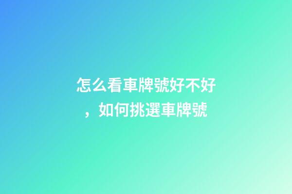 怎么看車牌號好不好，如何挑選車牌號